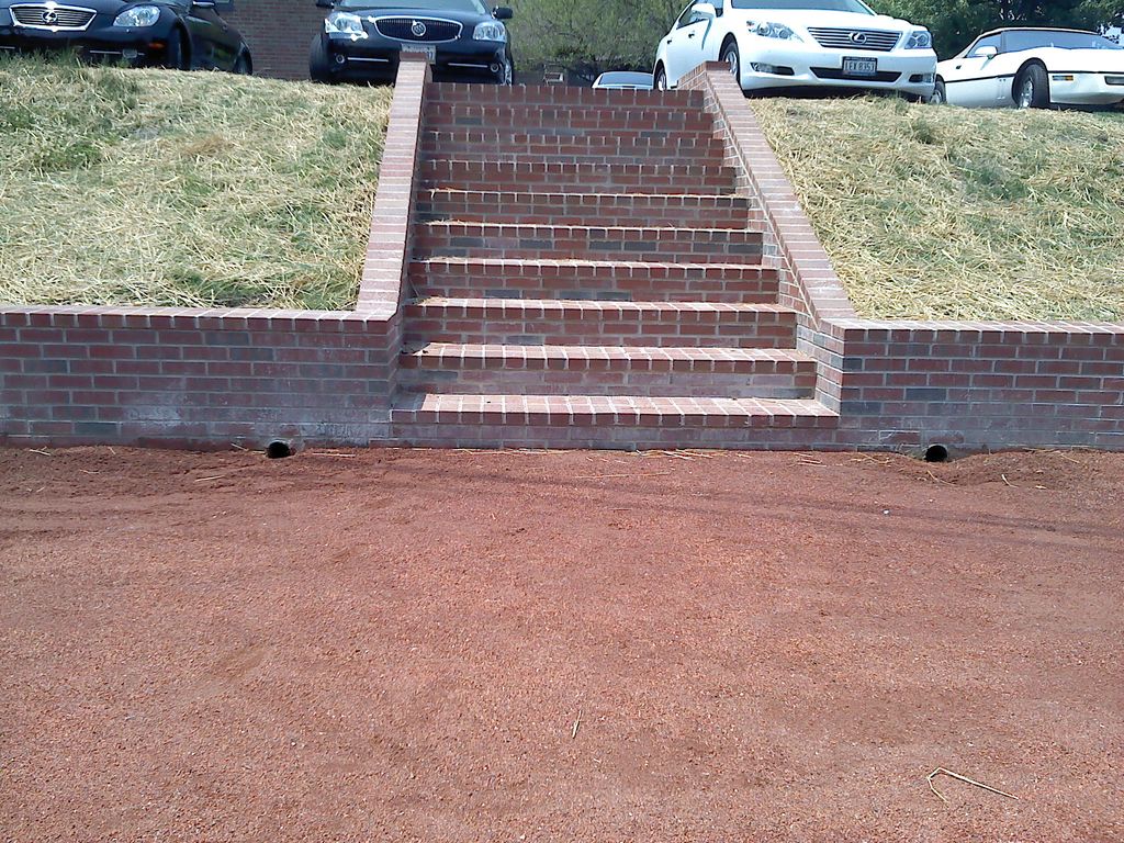 Exterior brick steps and wall