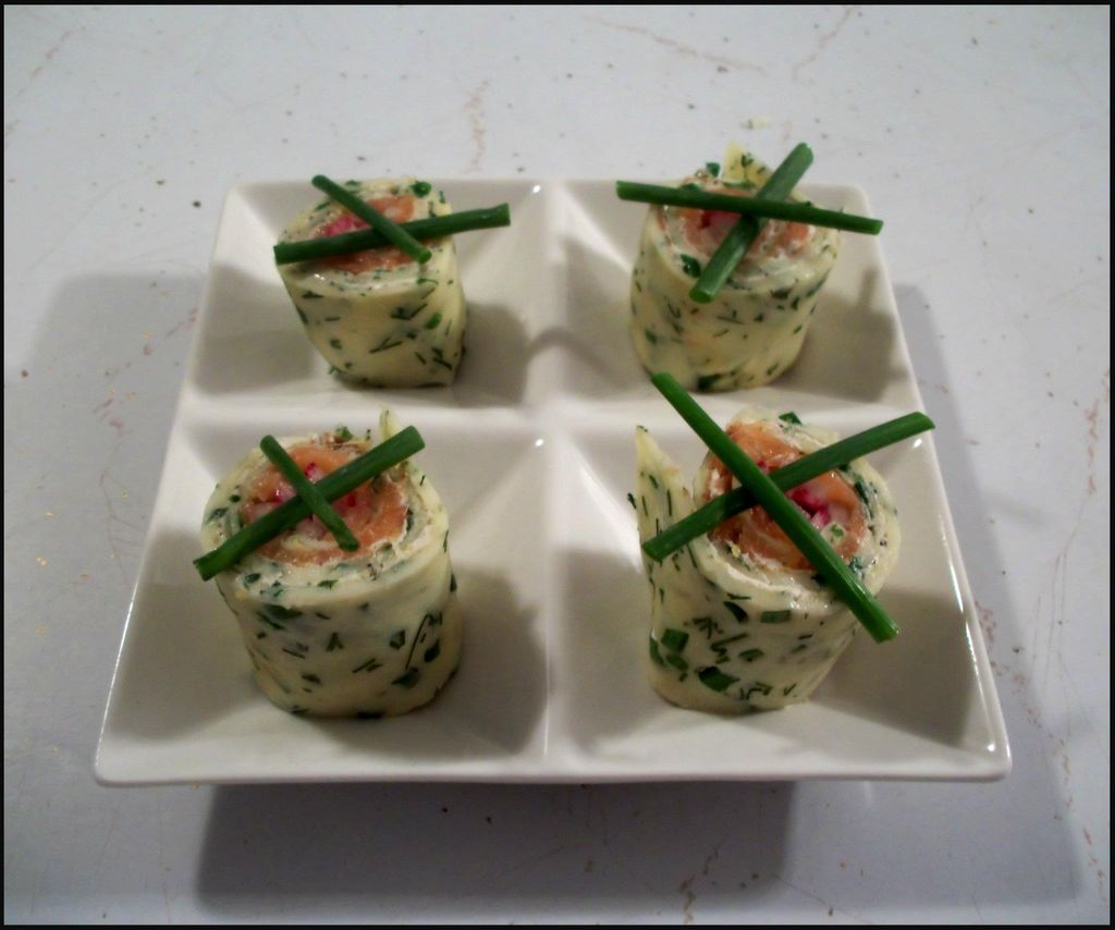 Herb Crepes rolled around a filling of lemon peppe