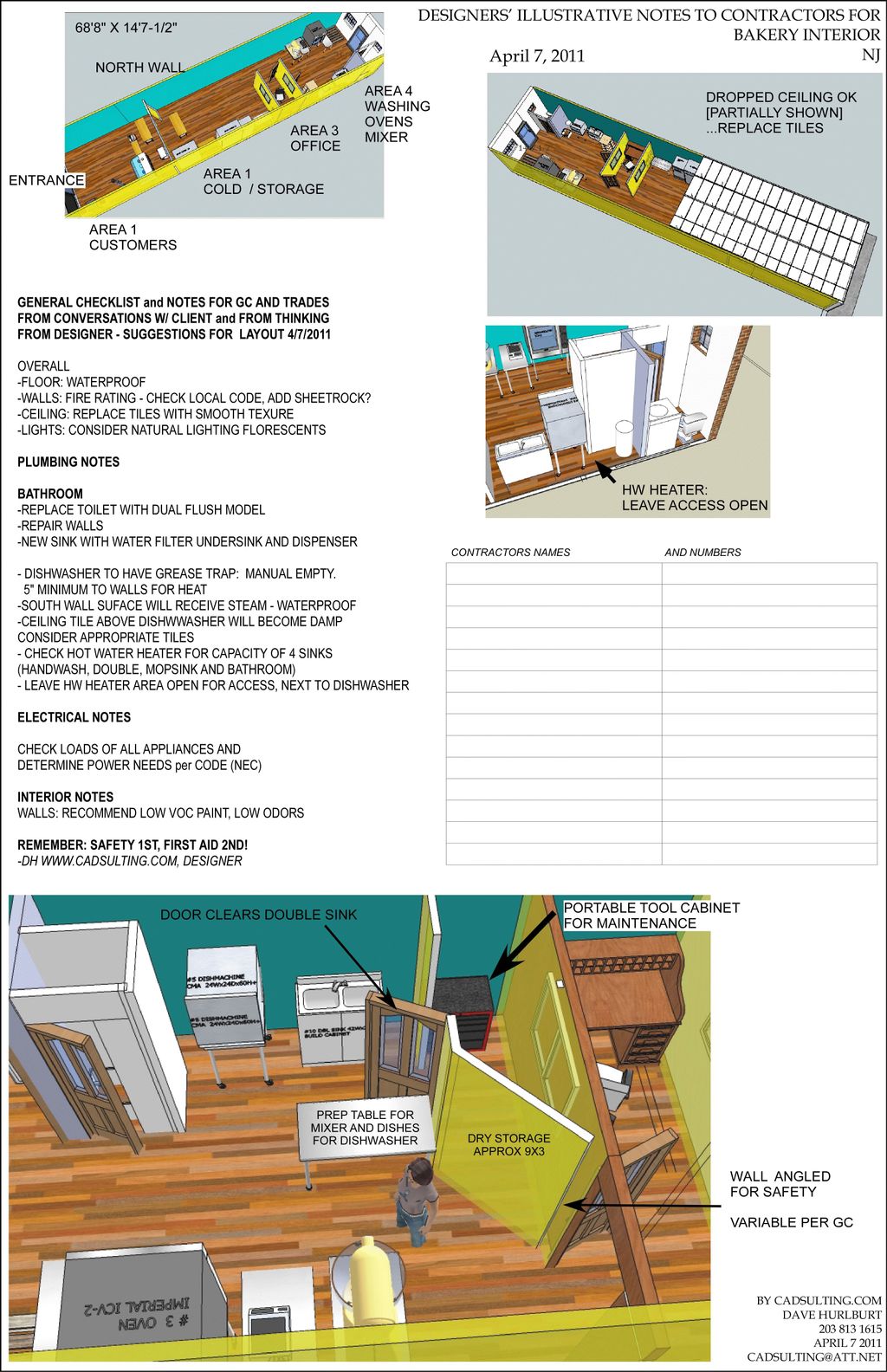 New Bakery I designed in NJ, 3D notes I drew and w