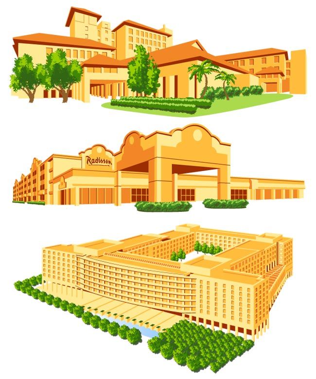 Hotel illustrations for Expedia.com travel website