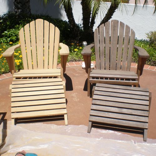 Before and After photo's of Teak Restoration