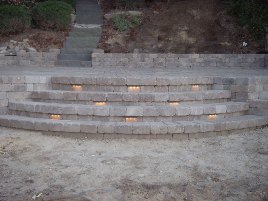 Lakeside staircase and lighting
