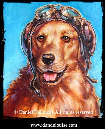 Golden Retriever Pilot Dog. Pet Portrait oil.
Dan 