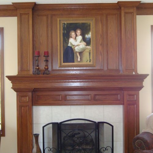 Stained the mantle and wood frame.