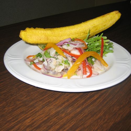 Seafood Ceviche with Plaintain Chip