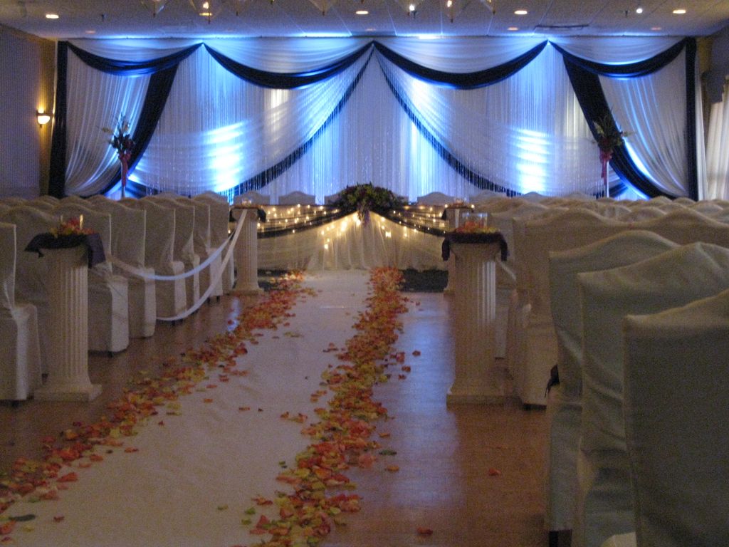 Ivory & Royal Purple Backdrop & Head table with L.