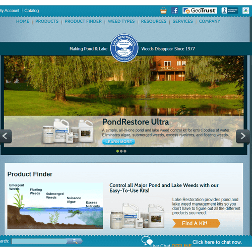 220+ page Website redesign for Lake Restoration