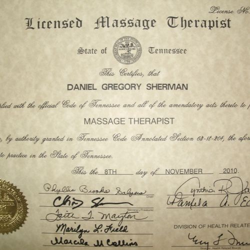 My Massage License!