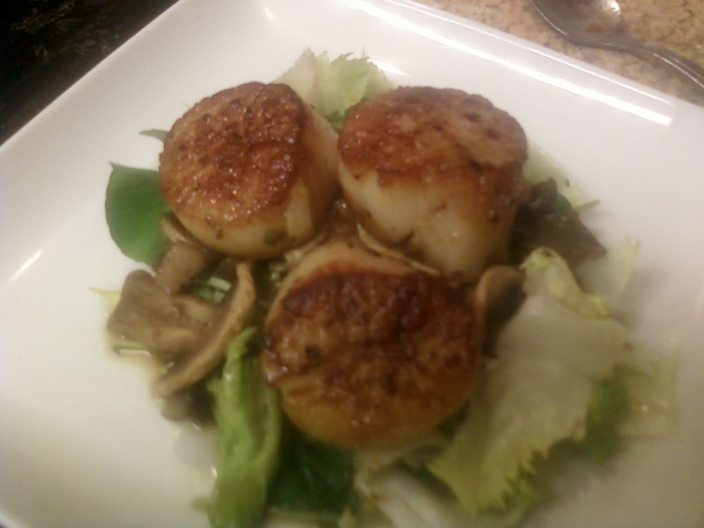 Diver scallops with warm mushroom vinaigrette