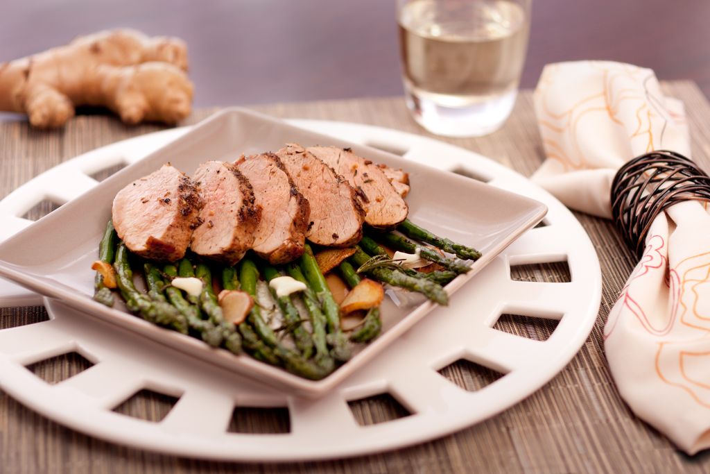 Sous Vide Pork and Asparagus With Ginger Butter Sa