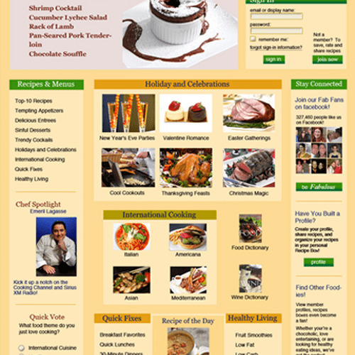Homepage for Recipe Website