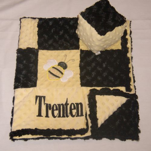 Personalize Black and Yellow Bumble Bee Blanket
