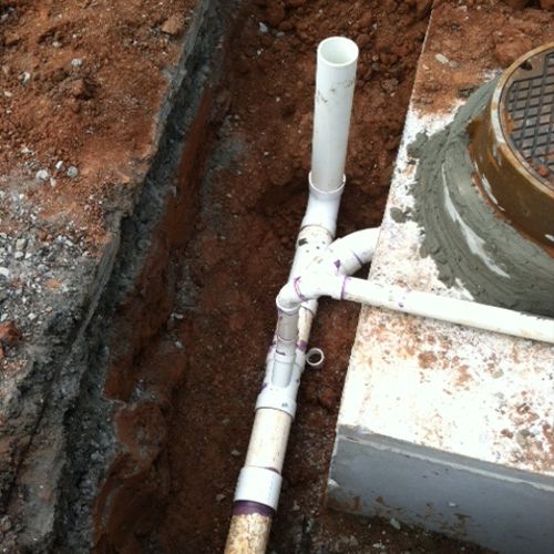 Outlet to grease trap connecting to sannitary sewe
