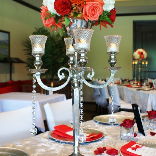 Different vases, candelabras you can rent from us!