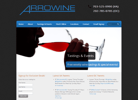 Website developed and designed for Arrowine, a sma