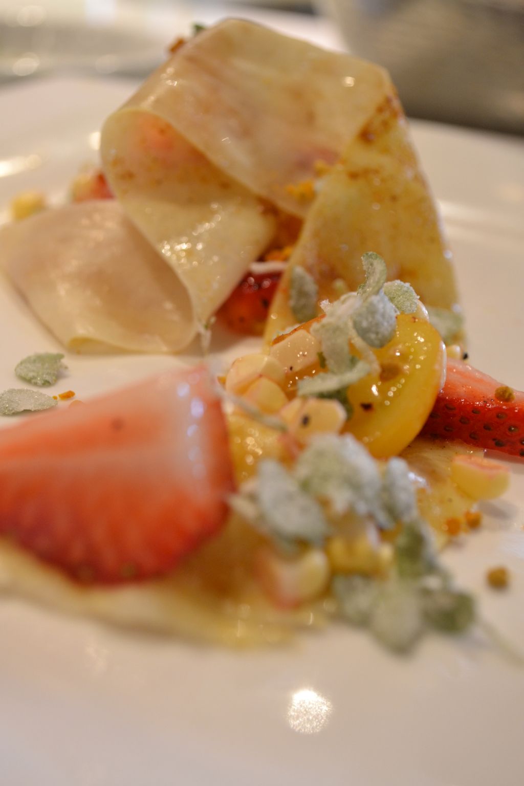 Mozzarella sheets with candied basil!
