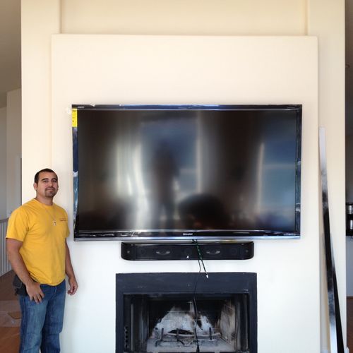 After installation of 80 inch tv and surround bar.