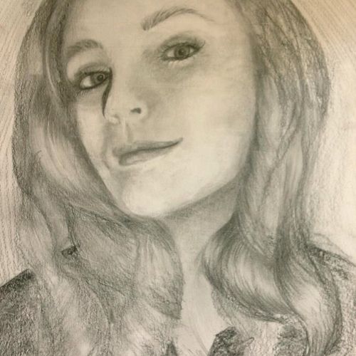 Zoe, Age 13, graphite on board