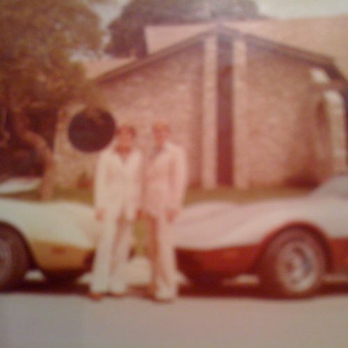 my brother, Donny, & I with our 2 Corvettes. 1977