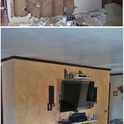 A before and after Entertainment install and Venet