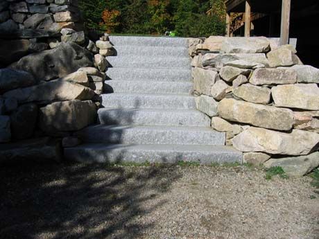 granite steps and retaining wall
