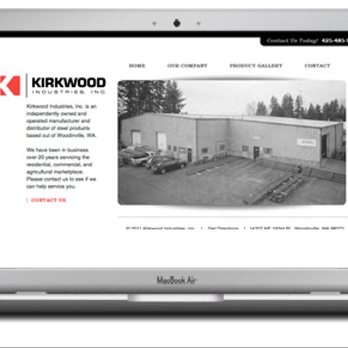 Custom website design for Kirkwood Industries.