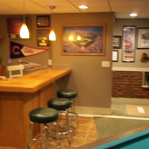 A view of the infield bar, with a glimpse of the g