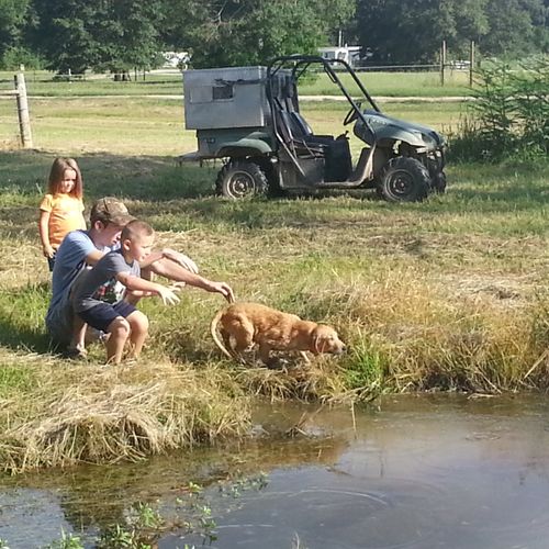 The kids having Summer fun down at the puppy pond