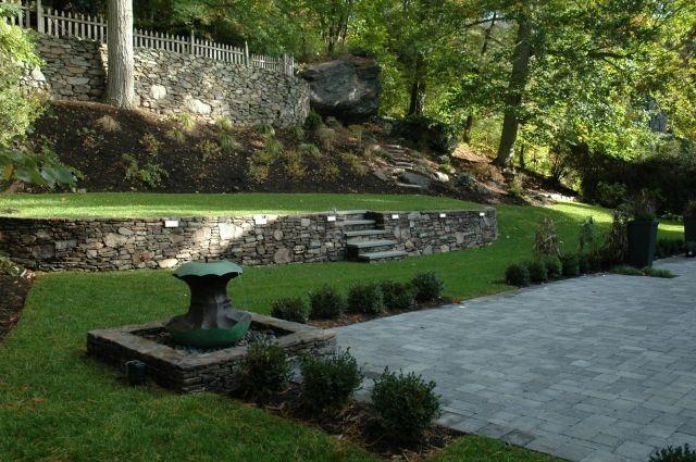 Newton, MA. Customized backyard design with retain