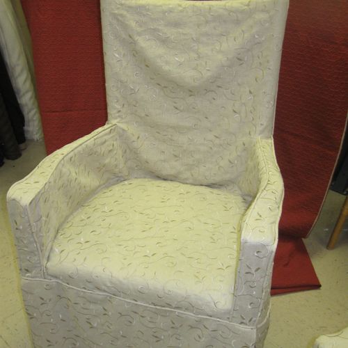 Dining chair slipcovers make old, traditional wood