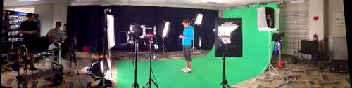 Full body green screen.