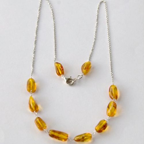 Wire Wrapped Amber necklace in Sterling Silver