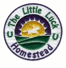 Little Luck logo in embroidery stitching.