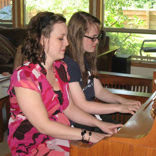 Playing a duet with my sister, 2010