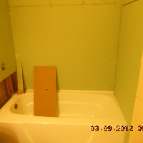 finished with green board and new tub, someone els