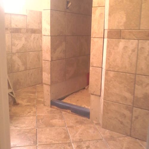 Custom fraimed shower that used to be 1950 style 4