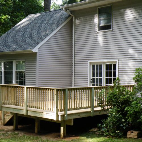 Exterior premium treated wood and Composite decks.