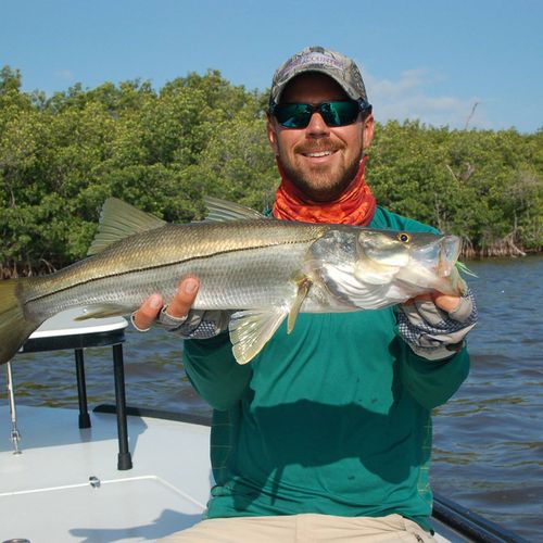 Steve with a nice snook on the fly.