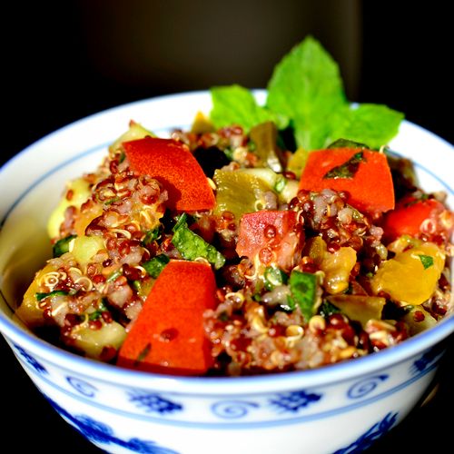 Citrus Red Quinoa Salad with Roasted Peppers, Toma