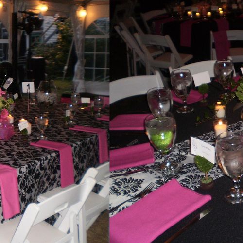 Backyard Wedding Reception in Black, White & Fuchs