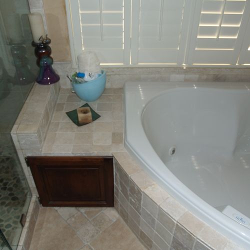 Whirlpool tub and shower I installed with the tile