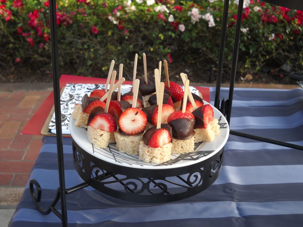 Dark Chocolate Strawberries atop a Gluten Free Ric