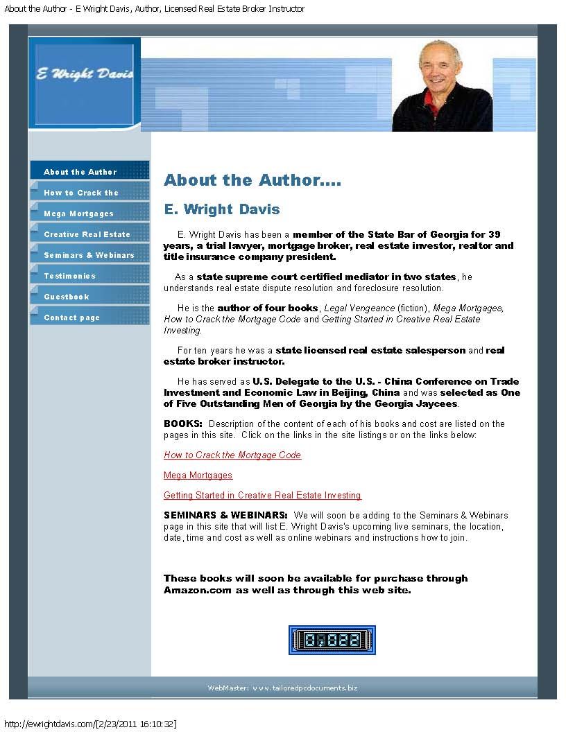 Sample Customer Web Site page