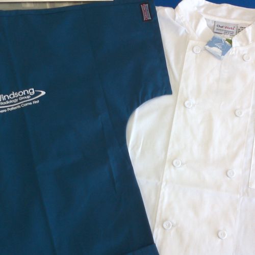 Recently Embroidered Scrub Top and Chef Coat for a