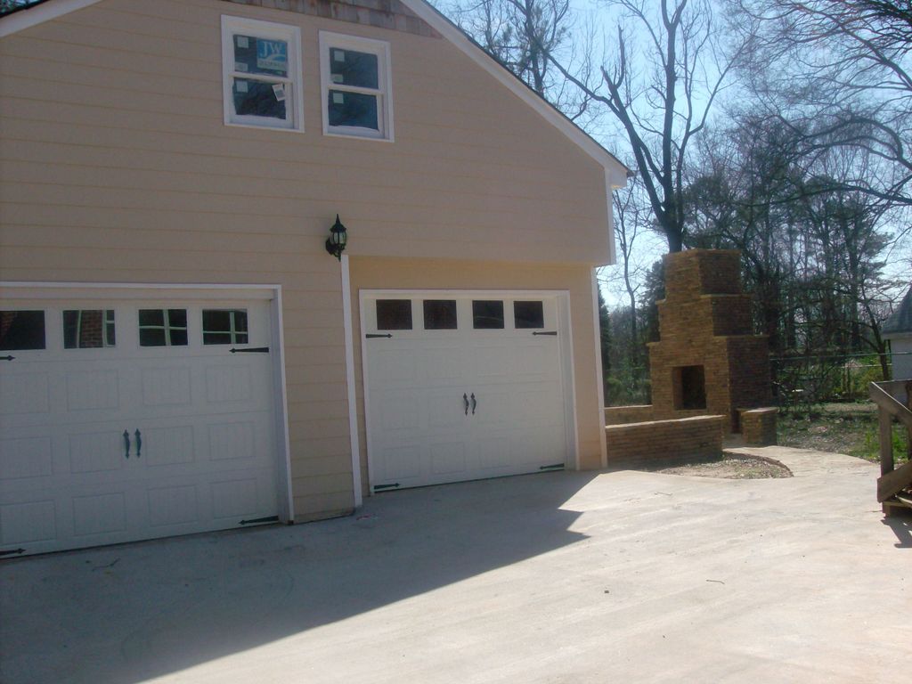 Garage remodel with Loft above, Exterior fireplace