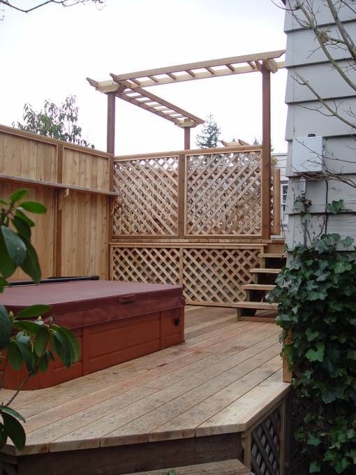 Two level cedar deck with the lower level built ar