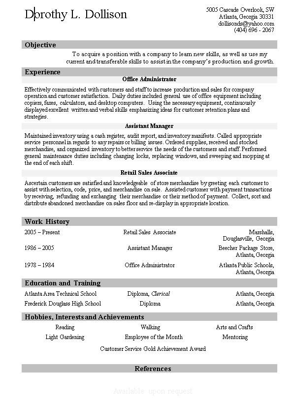 Mrs. Dollison's resume.  She is happy and receives