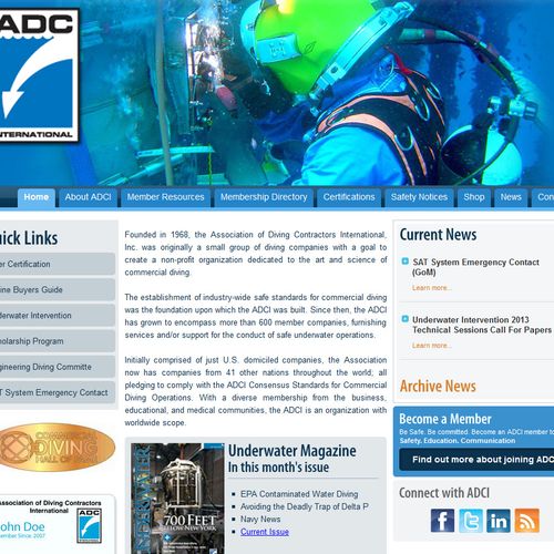 New Website Redesign for Association of Diving Con