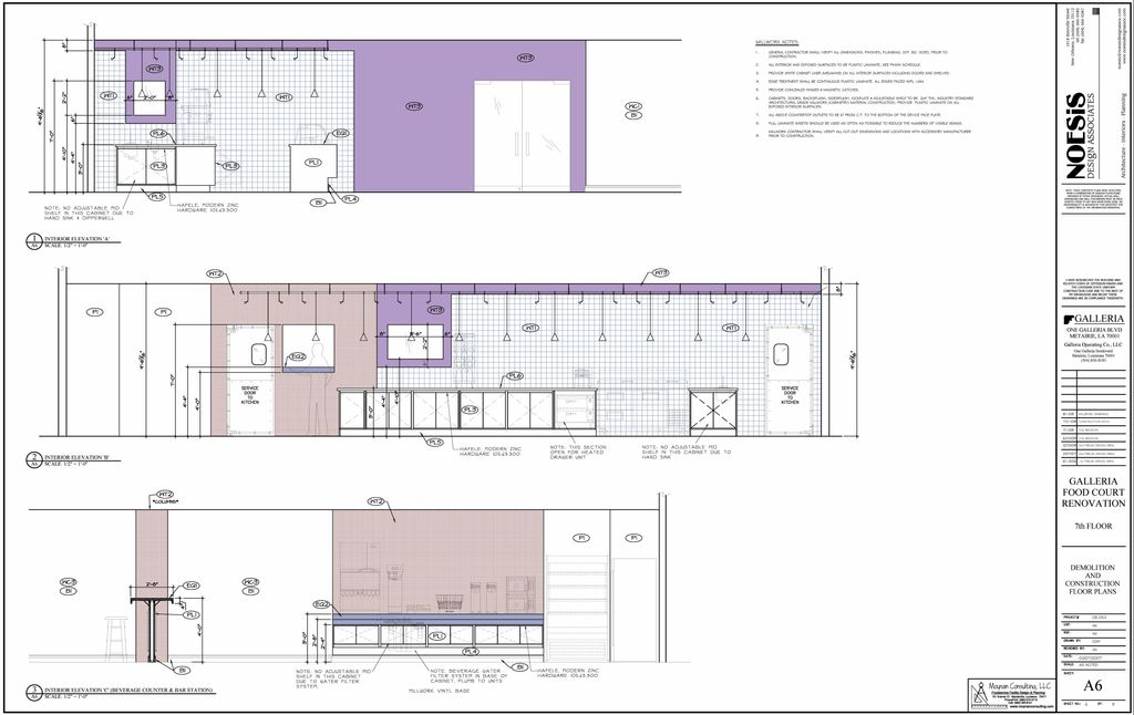 Food Court Design Project - Interior Elevations