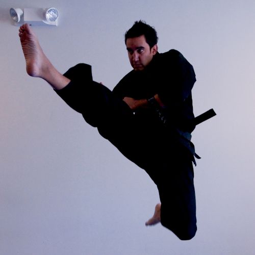Sensei Lozano demonstrating a Jump Kick